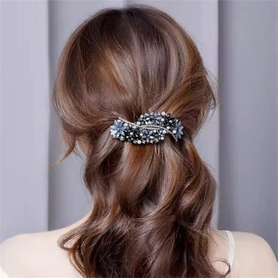 New Korean Colorful Crystal Butterfly Spring Hairpin Zircon Alloy Top Clip Horizontal Clip Elegant Women's Fashion Hair Jewelry