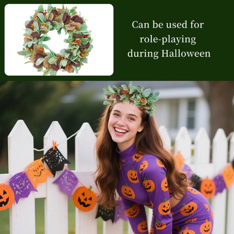 Autumn Wreath Realistic Berries Wreath Fall Decoration For Door Mantels Wall Halloween Thanksgiving Party Centerpieces
