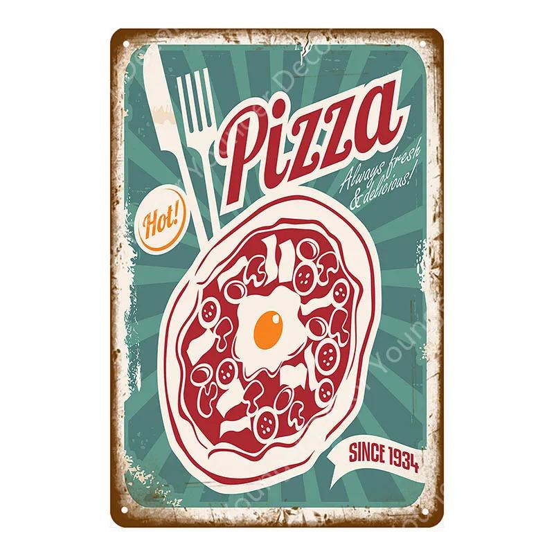 Italian Good Food Pizza Pies Metal Signs Wall Decoration Vintage Metal Poster Home Kitchen Decor Painting Plaques YJ145