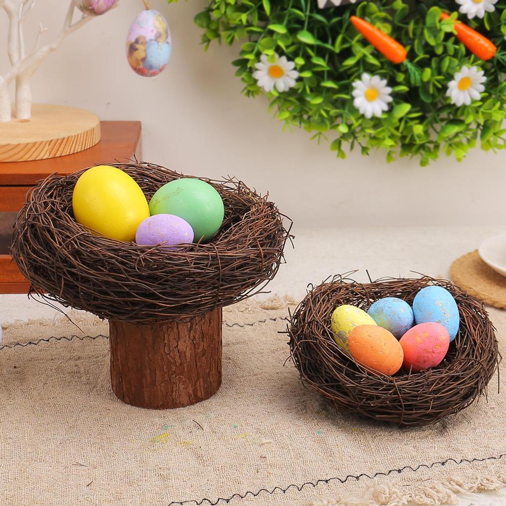 10-15cm Nature Rattan Bird Nest Easter Egg Decoration Prop Artificial Nest for Easter Party Home Garden Decoration DIY Craft