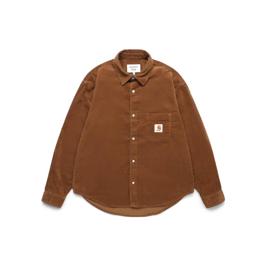 Carhartt WIP X Awake NY Collaboration SS23 Solid Color Chest Pocket Logo Shirt Jacket Unisex Jacket Brown AWK-CAR23-TP001-BRO