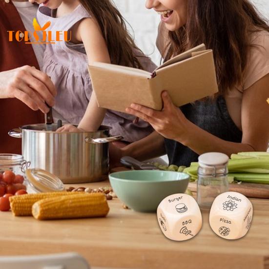 Hračka s kostkami rozhodování o jídle – 2ks, dárky k výročí pro páry, dřevěné, 12 vzorů jídla, kreativní vánoční dárky k narozeninám pro manžela, manželku