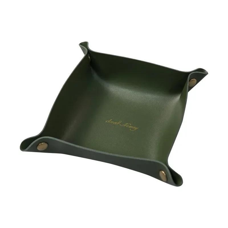 Nordic Leather Desktop Storage Tray Pu Leather Jewelry Cosmetic Key Storage Tray Desktop Folding Organizer Storage Box For Home