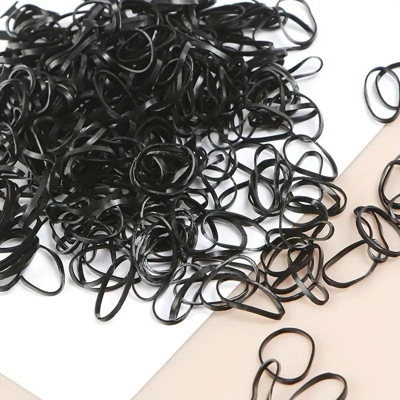 Black Rubber Hair Bands, Disposable Bulk Pack. 17x11cm, Durable Elastic, for Braids & Ponytails
