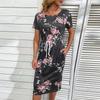 Summer print t-shirt skirt casual women's black dress