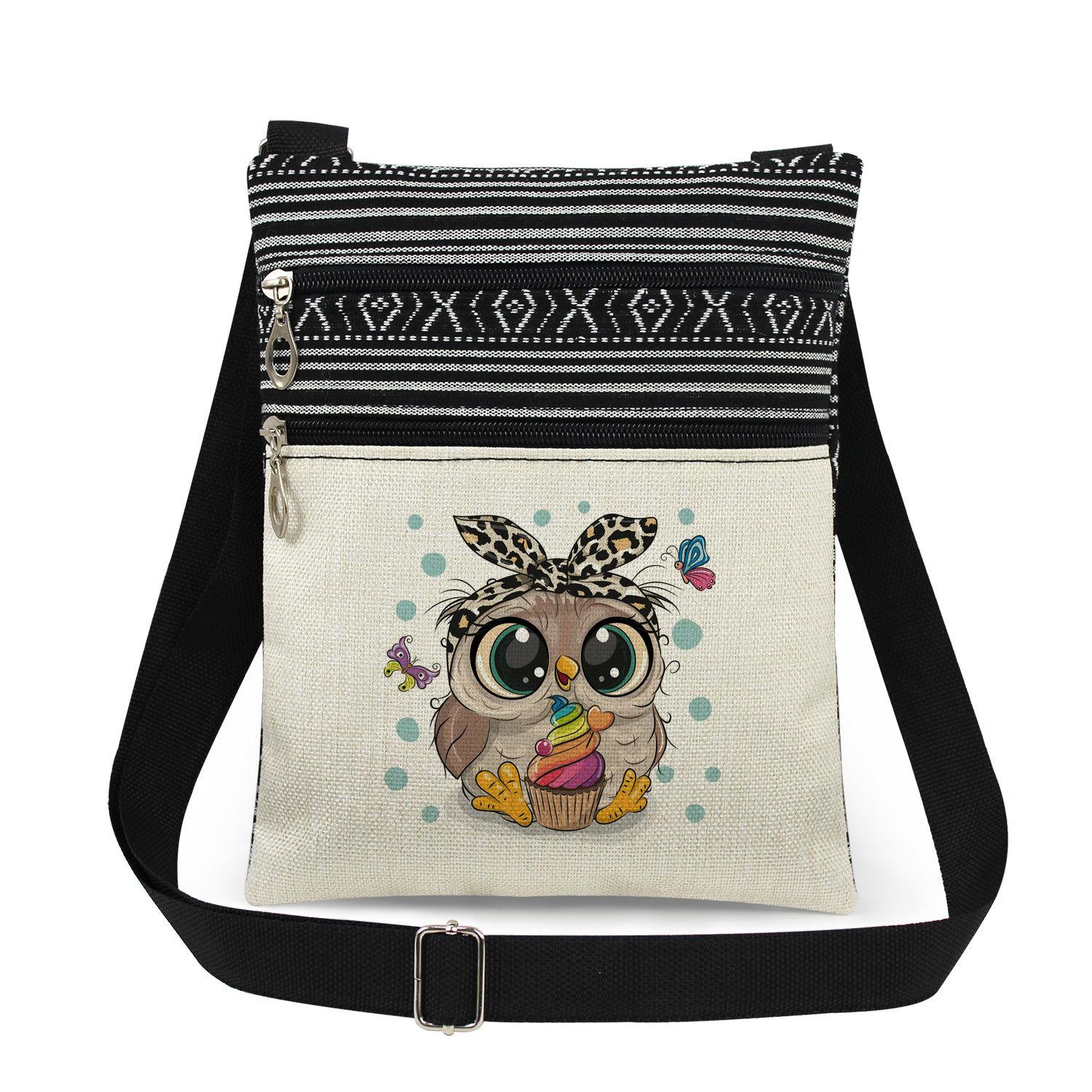 1PC Owl Print Tote Bags Women Shoulder Handbags Postman Package 6927 KTB