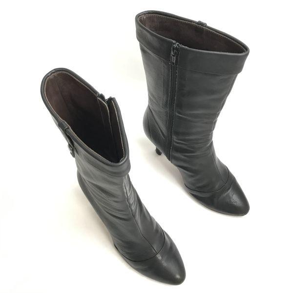 HIMIKO Japan Eleganz Leder Seitenreißverschluss Lange Stiefel Damen 24.5 schwarz hohe Absätze(GEBRAUCHT)