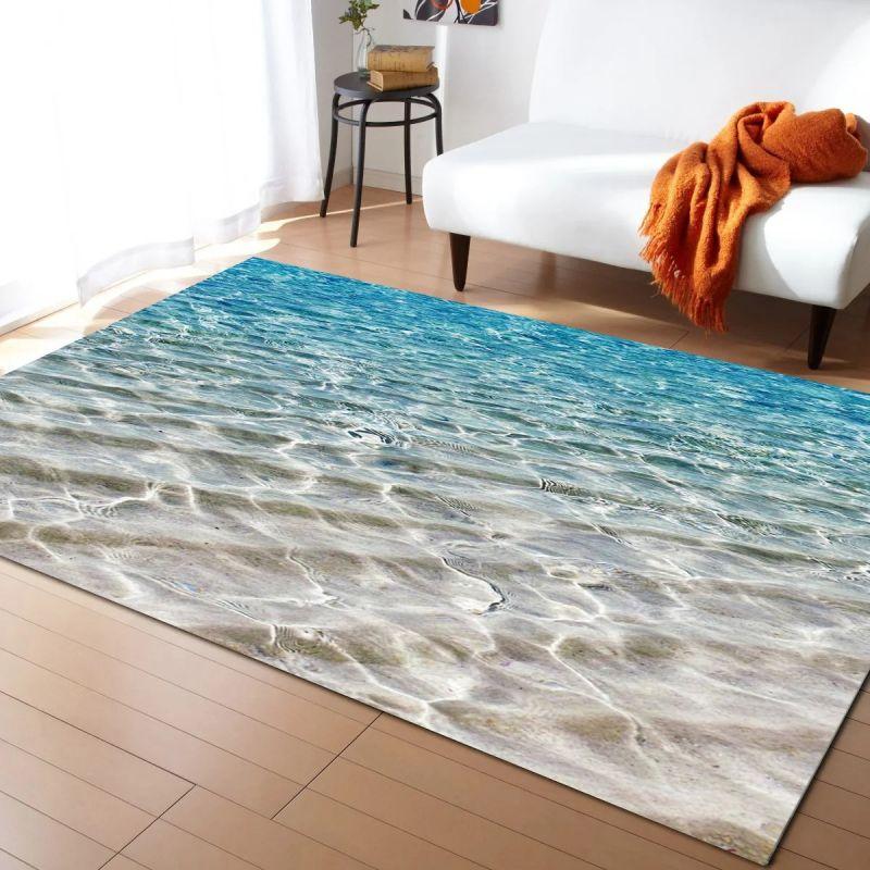 Sea Wave Printed Carpet for Home Living Room Decor Floor Mat Non-slip Bedroom Bedside Coffee Table Area Rugs Bathroom Doormat