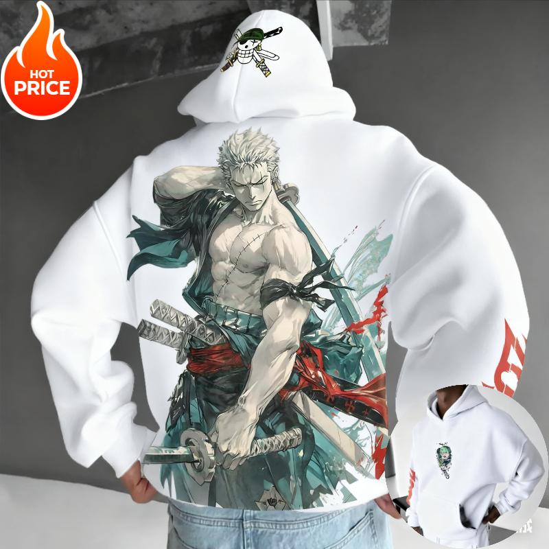 One Piece Zoro Anime Harajuku Streetwear Autumn Men Vintage Hoodie Winter Women Oversized Hooded Sweatshirt Long Sleeve Top Y2k