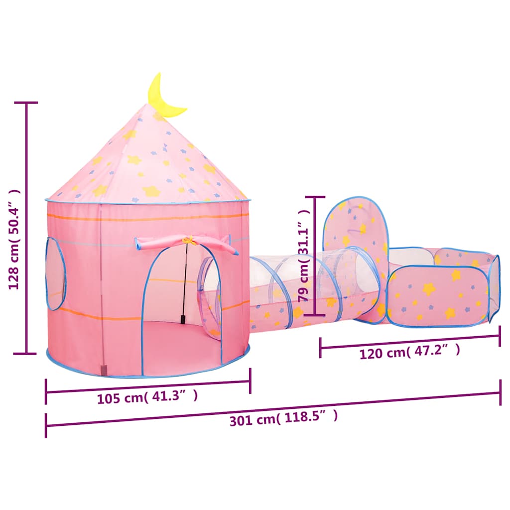 Play Tent with 250 Balls Pink 301 x 120 x 128 cm