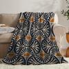 Boho Sun Geometric Flannel Throw Blanket, Retro Sun Abstract Pattern Navy Orange Print Soft Cozy Blanket Sofa Bed Bohemian Home Decor Gift
