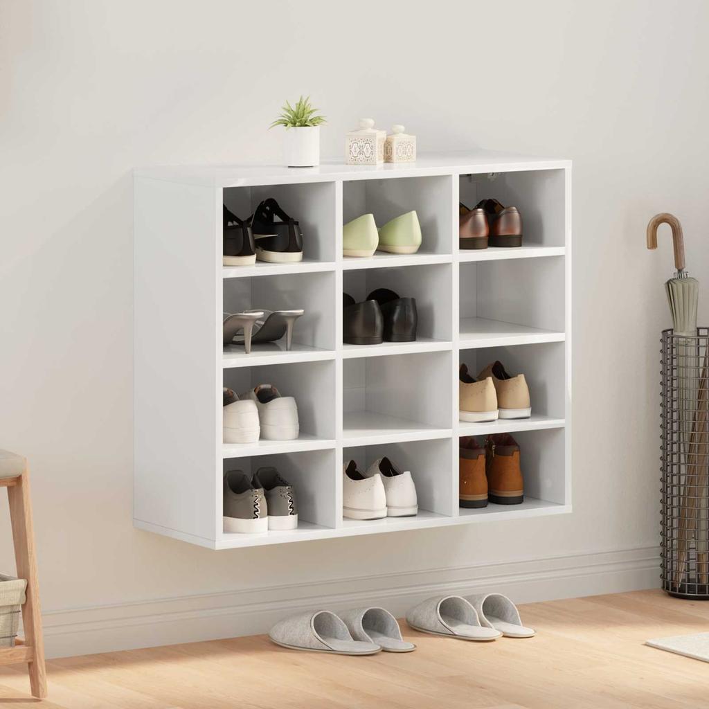 Shoe Cabinet with Shelf White 77.5 x 30 x 67 cm Engineered Wood