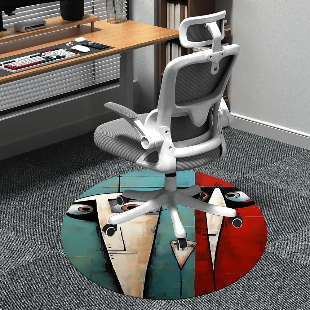 

1pcAbstract Faces Office Round Area Rug, Indoor Mat Suitable ForOffice, Under Office Chairs Bedroom Living Room Home Decor, Room Deco 001 80cm by 80cm