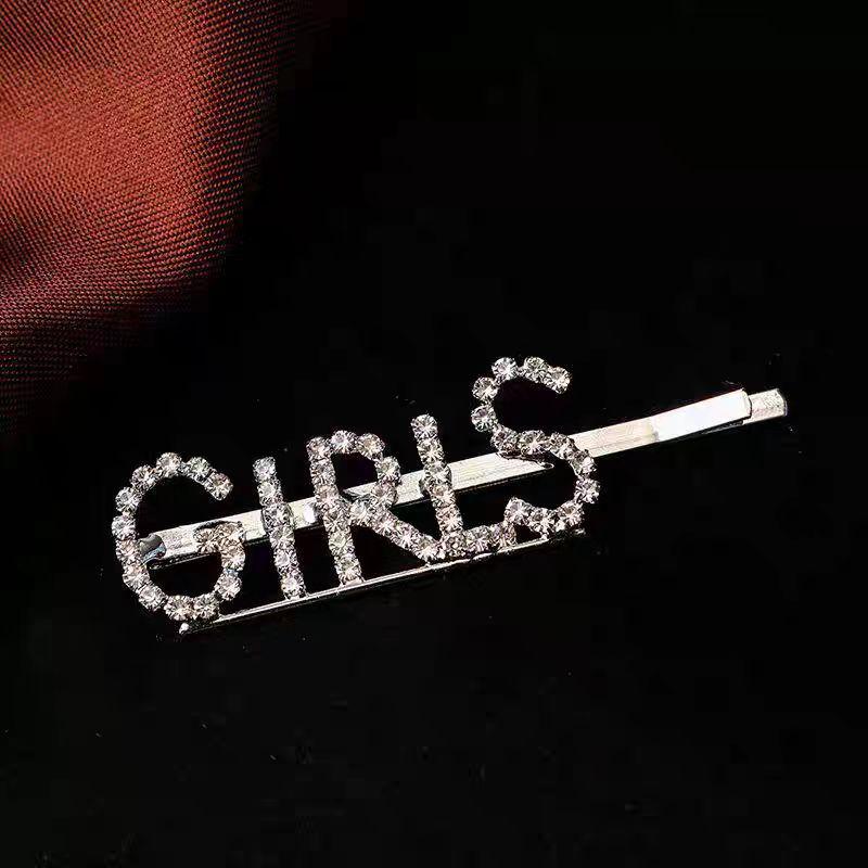 

Alloy Alphabet Hairpin Silver Diamond Us Dollar Symbol One-Word Clip Bangs Clip Sweet Hair Accessories Woman