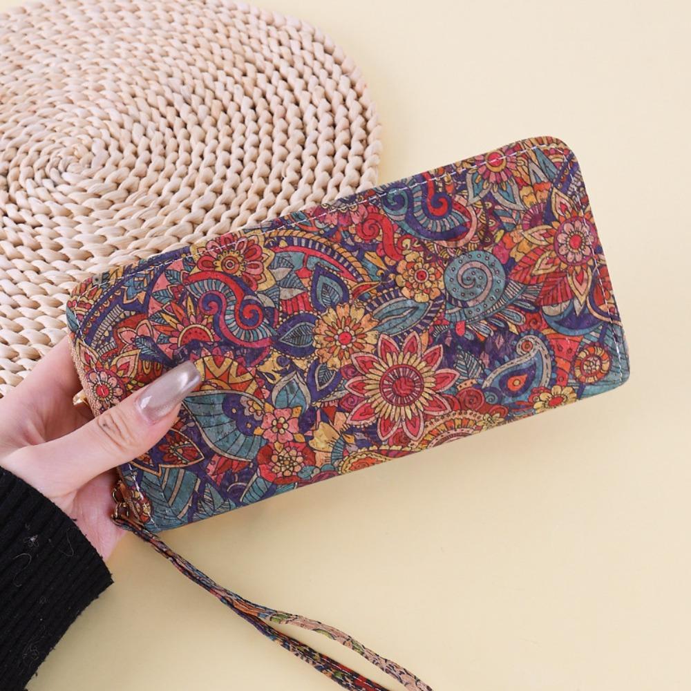 

Multifunctional Flower Printing Wallets Women Long Style Multiple Card Slots Coin Purse Zipper PU Card Holder Portable Use