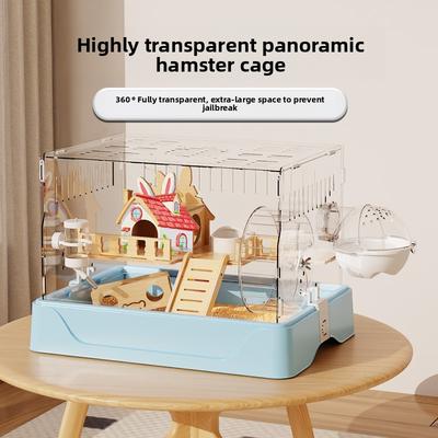 Large Acrylic Transparent Hamster Cage Spacious Deluxe Habitat Villa Small Pet Playground with Chew Proof Design Breeding Box
