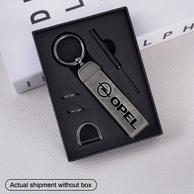 For Opel Corsa D Astra Insignia Mokka Adam Combo OPC Vauxhall Vectra H G Zinc Alloy Leather Car Keychain Key Ring Auto Interior