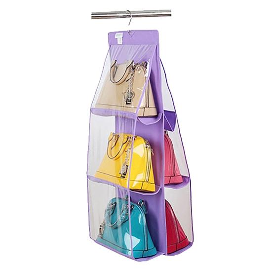 6 Pockets Hanging Bag Purse Storage Organizer Wardrobe Closet Rack Hangers Tool