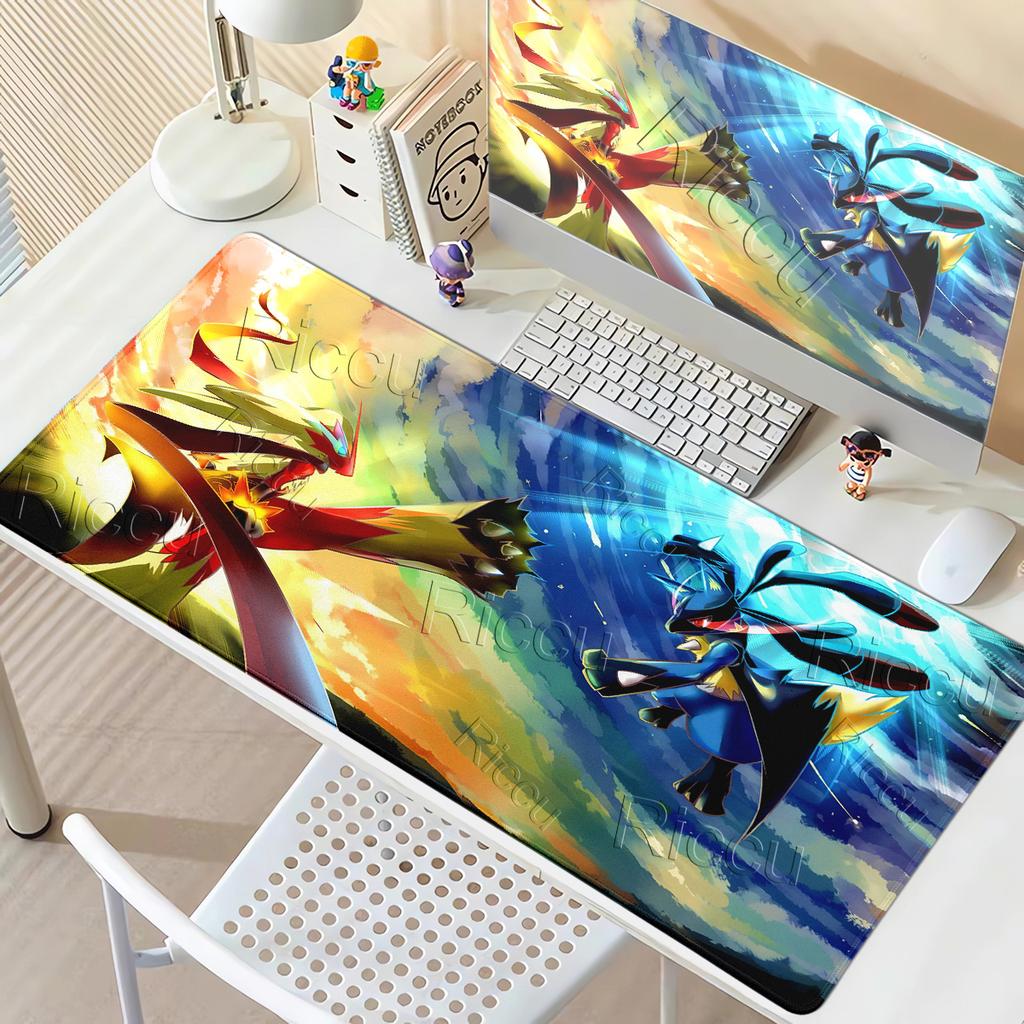 Mouse Pads Kawaii Anime Pokemon Lucario Pattern Carpet Computer Laptop Keyboard Professional Mats Office Gaming Accessories Rug
