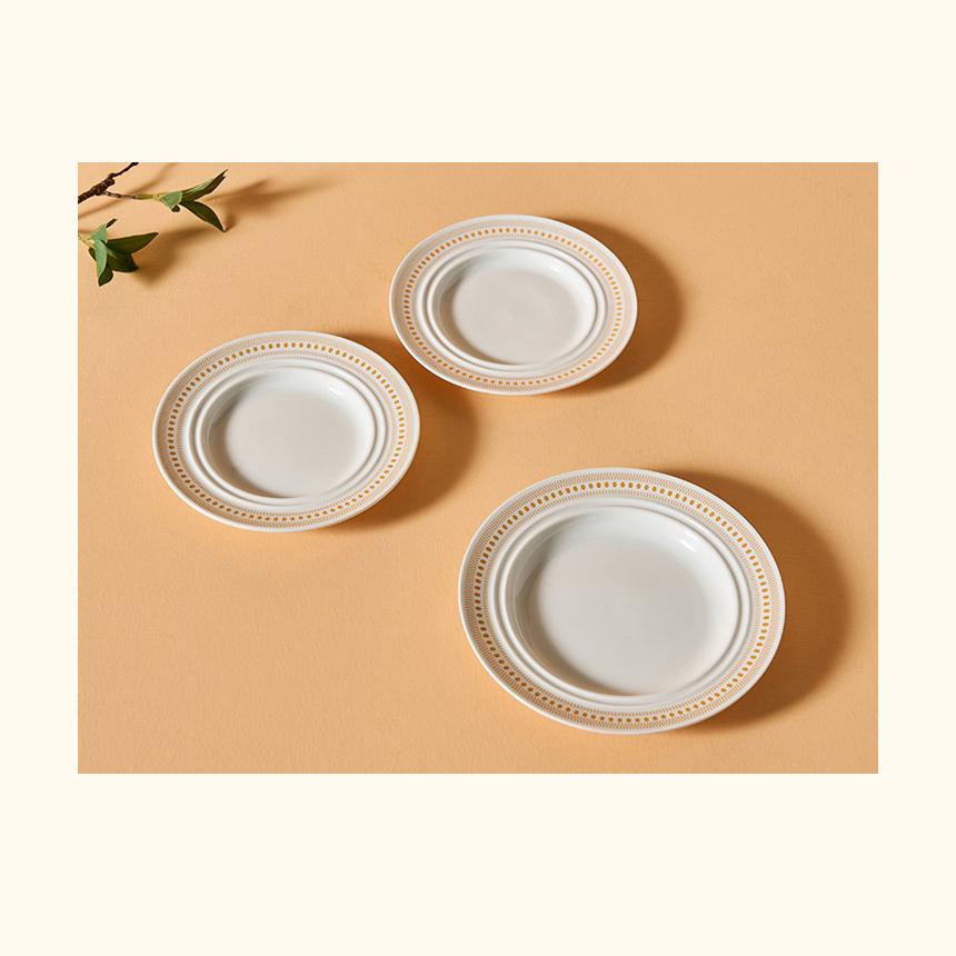 CORELLE Rosemont Ceramic Plate 3p Tableware Ivory-Orange