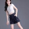 Korean Style Classic Denim Shorts Women Summer High Waisted Shorts Wide Leg Pants Streetwear Stright Jeans Womens Shorts