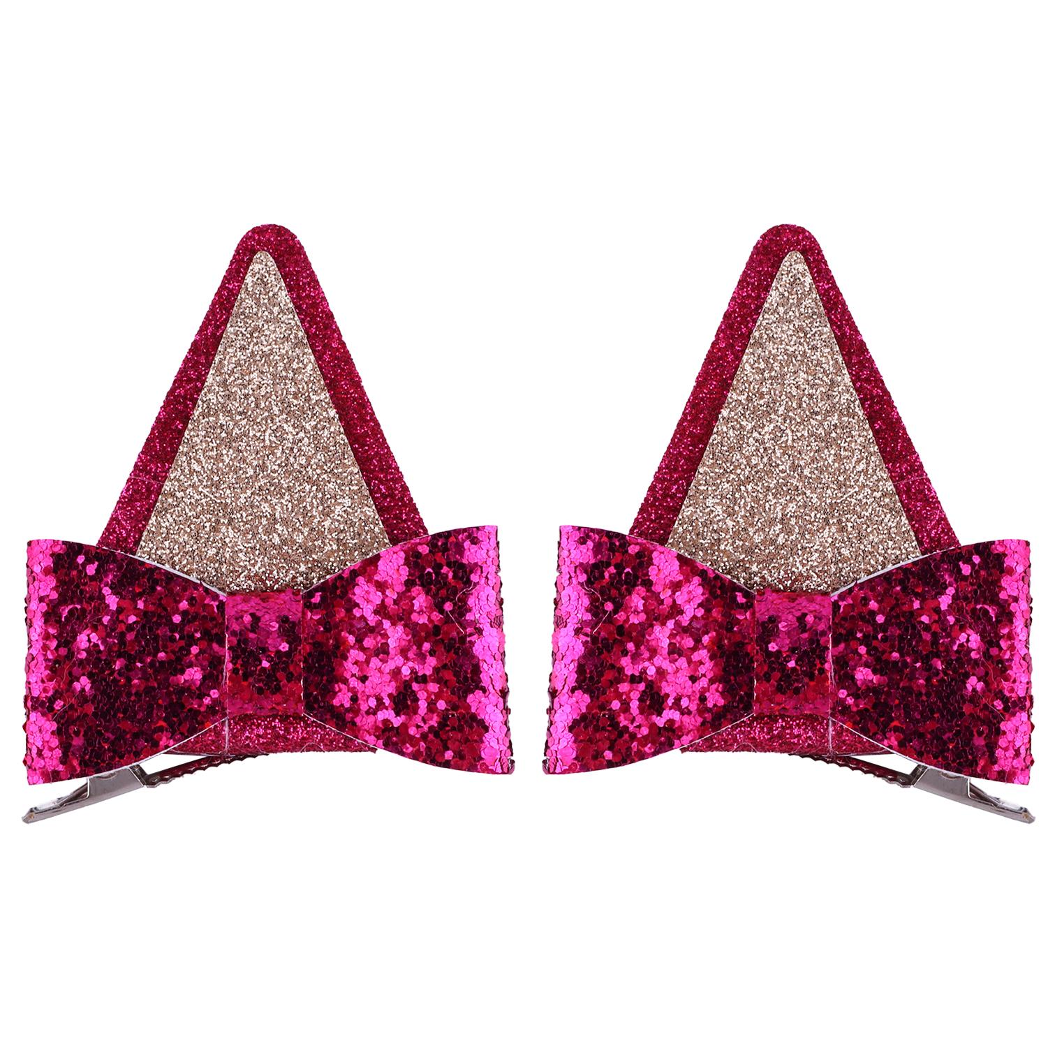 

2 шт. Заколки-бантики для волос в виде собачьих ушек для детей, блестящие синие банты для волос для маленьких девочек, сувениры для костюмированной вечеринки на день рождения, аксессуары для волос