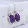 Copper Turquoise Earrings, Oval Purple Turquoise Earrings, Handmade Earring, 925 Sterling Silver Earring, Gift For Friends