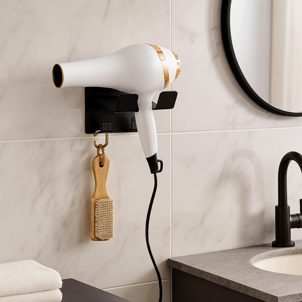 Stainless Steel Hair Dryer Holder Waterproof Blow Dryer Rack Simple Metal Storage Bracket Bathroom