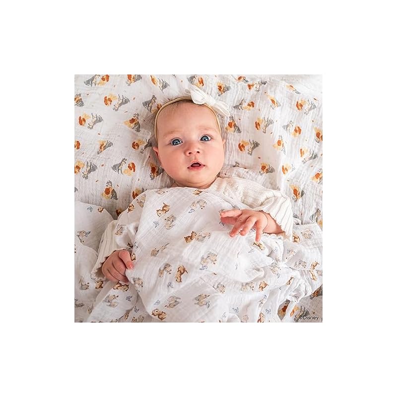 Aden + Anais Essentials Disney Friends Swaddle Blanket, 2-Pack, 112 X 112cm, Muslin Cotton, for Newborns, Night Crying Relief, Baby Shower Gift,