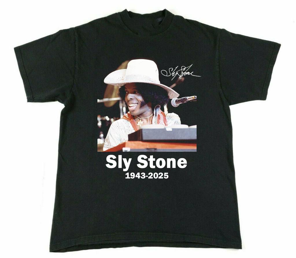 Collection Legend Sly Stone 1943-2025 T Shirt Black Full Size Unisex T-Shirt