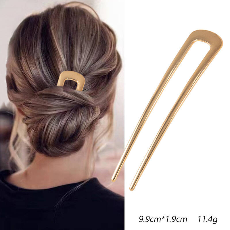 U-Shaped Hair Fork Metal Gold Shell Hairpin Geometric Headwear Hair Sticks Women Girls Hair Accessories