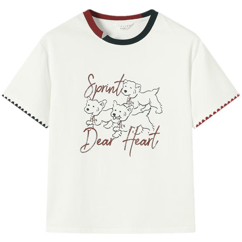 TonLion Women s Cartoon Anime Print Short Sleeve T-Shirt XL грязно-белый
