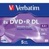 DVD+R Double couche VERBATIM - 8x - 8.5 Go - 240 minutes - Pack de 5