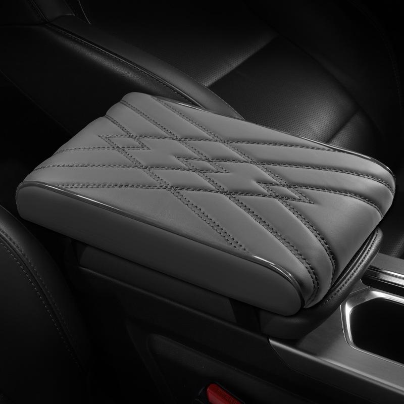 Car Armrest Pad Leather Universal Auto Armrest Cover Wave Embroider Car Armrest Mat Center Console Arm Rest Protection Cushion