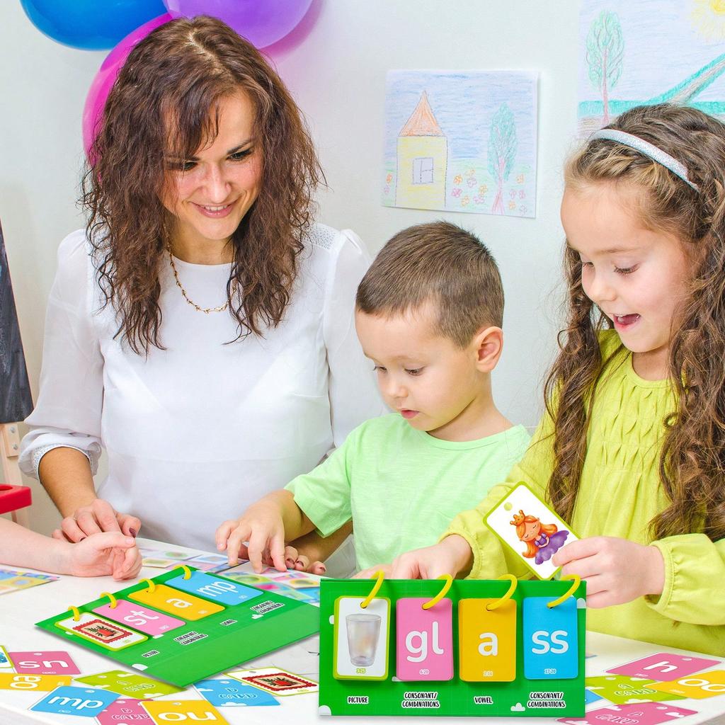 81pcs CVC Word Flip Charts Desktop Chart Card Set Interactive Spelling Game, Word Building Cards, Educational Spelling Toy, Literacy Learning Card