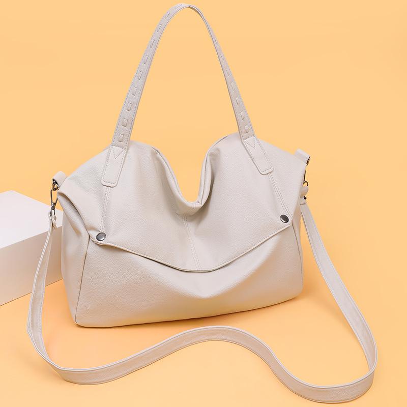 Explosive Large Capacity Solid Color Korean Version Tote Bag, Women's Fashionable Commuting Bag, Western Style Diagonal Shoulder Bag