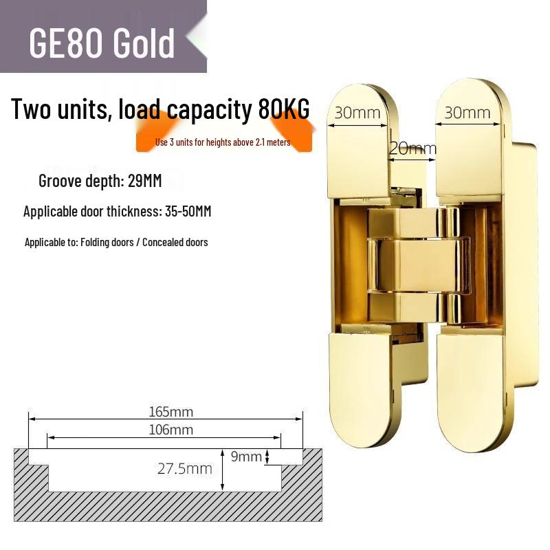 Adjustable 180° Concealed Door Hinges for Inward/Outward Opening Wooden Doors