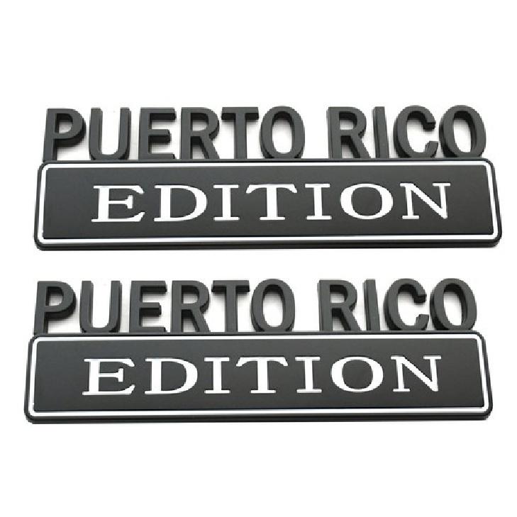 2pcs Puerto RICO Edition Decals Car Sticker 3D Raised Letters Emblem Black White