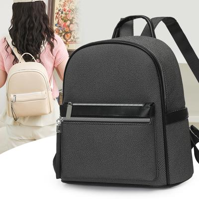 Mini-Rucksack mit Reißverschlusstasche vorne und strukturiertem Stoff Stylische Alltagstasche für Damen und Studenten