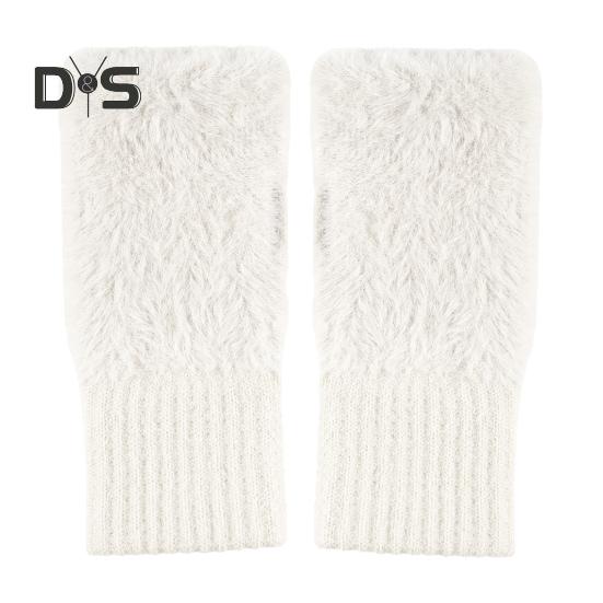 1 paio di guanti invernali da donna, mezze dita, spessi, in peluche, lavorati a maglia, elastici, per touchscreen, protezione del polso, per tenere al caldo, per ufficio, per scrivere, per studenti