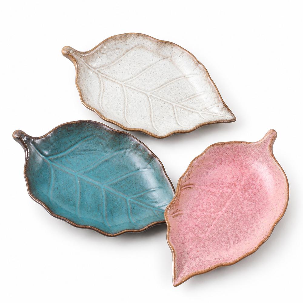 Embossed Leaf Veins Jewelry Dish Maple Leaf Shape Ring Dish Gifts Ceramic Jewelry Tray Home Decor