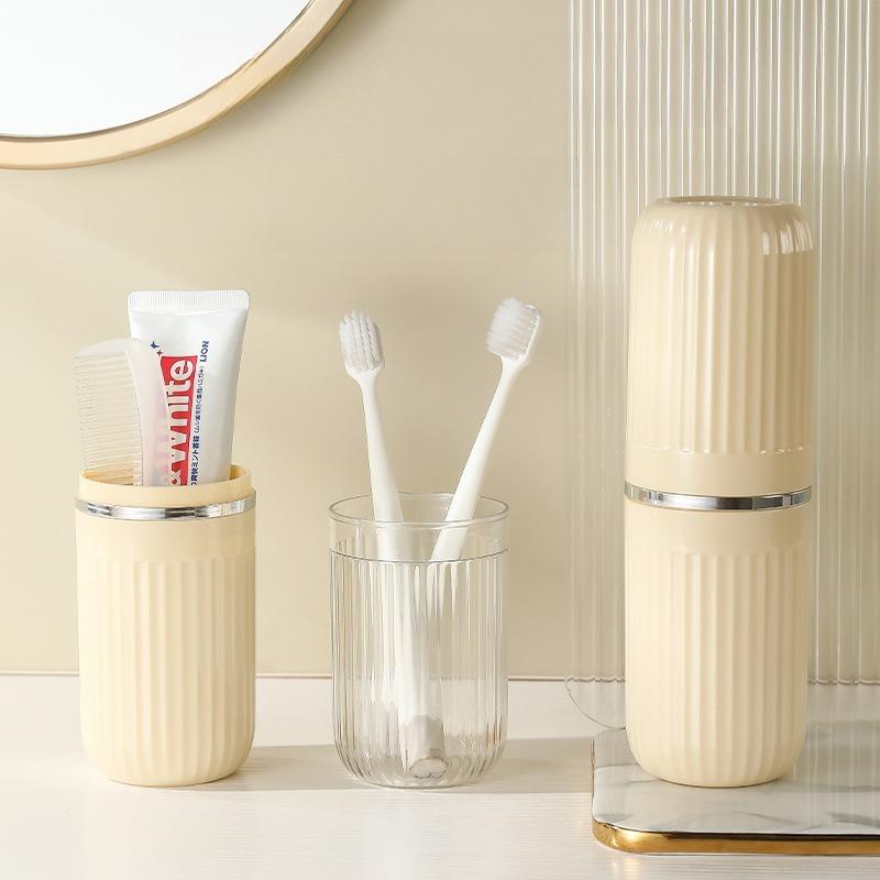 New Cream Wind Portable Travel Mouthwash Cup Brushing Cup Washing Toothset Toothpaste Toothbrush Storage Box