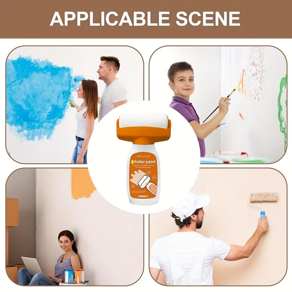 Wall Repair Rolling Paint,2 In 1 Wall Refinish Paint Roller Brush for Ceramic Tile, Pottery Porcelain Walls,Ceilings for Home Improvement,DIY Projects