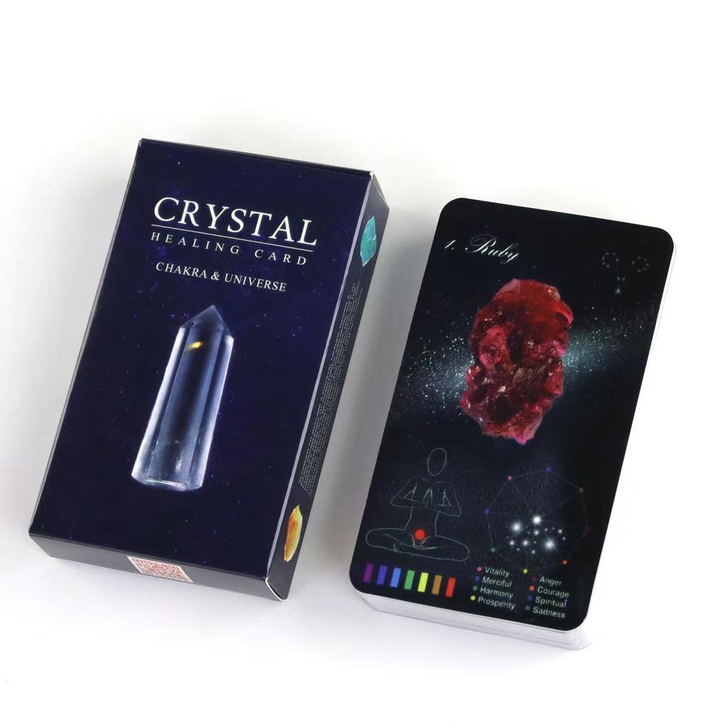 Léčivé karty 10,3*6cm krystaly, elektronický průvodce hry Oracle Deck Games 60 ks karet (48 křišťálových karet a 12 karet zvěrokruhu)