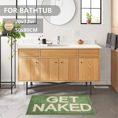 Get Naked Bath Mat Rugs Non-Slip Funny Bath Mat Machine Washable Lrregular Shaped Shower Rug Water Absorbent Bathroom Mat