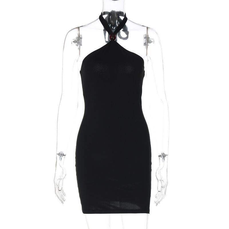 Shemoda Fashion Style Sexy Lace-up Halterneck Backless Dress Female Summer Easiest for Match Sexy Short Hip Skirt