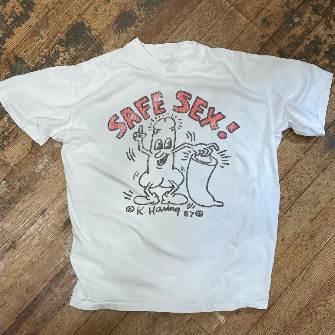 Safe Sex Keith Haring 87 Promo T-Shirt White XXL L