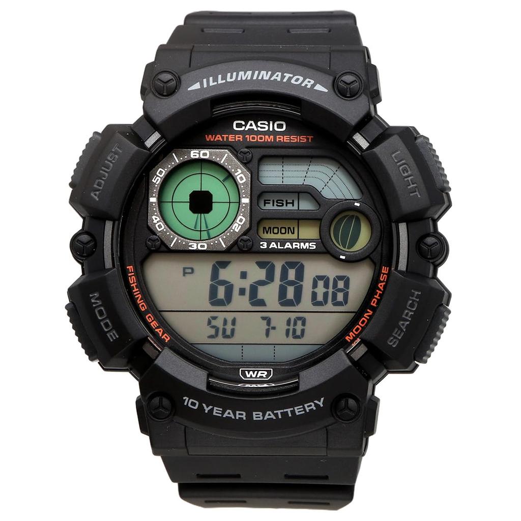Casio Digital Men's Watch with Fishing and Moon Data Display, WS-1500H-1AV Black, Overseas Model [Parallel Import]