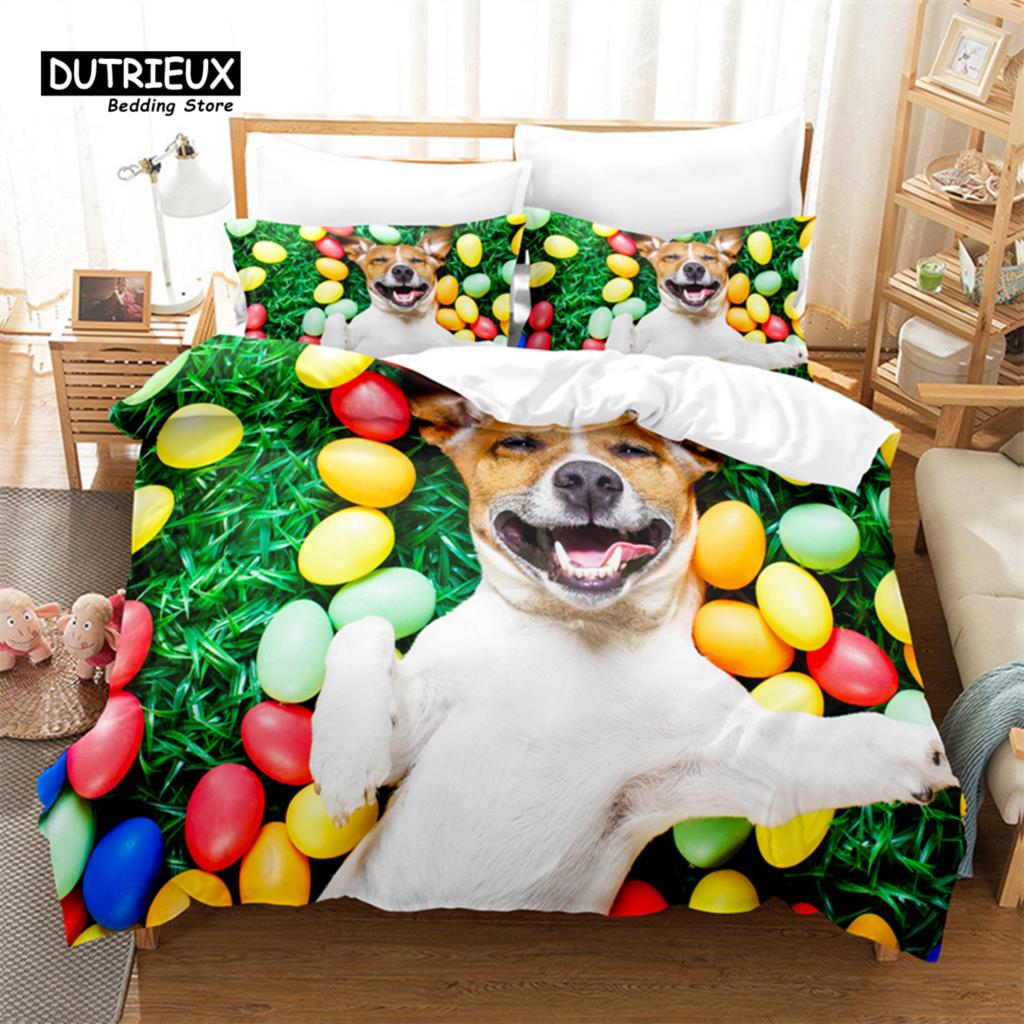 Cat And Dog Bedding Set, 3Pcs Bed Cats Duvet Cover Set, Soft Comfortable Breathable Duvet Cover, For Bedroom Guest Room Decor