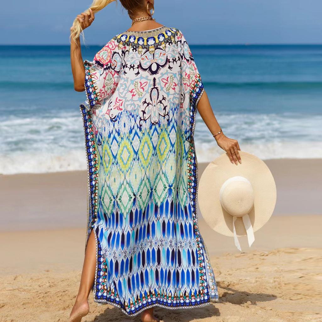 Dámské šaty, barevné květinové potisky, volný župan na dovolenou, bikiny, ochranný plášť proti slunci